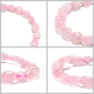 Natural Rose Quartz Bead Stretch Bracelets LS-BJEW-K213-01-1