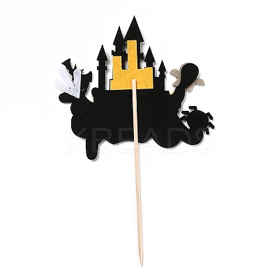 Felt Cloth & Paper Halloween Castle Cake Insert Card Decoration DIY-H108-41-1