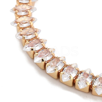 Brass Pave Clear Cubic Zirconia Horse Eye Box Chain Slider Bracelets BJEW-B094-06B-G-1