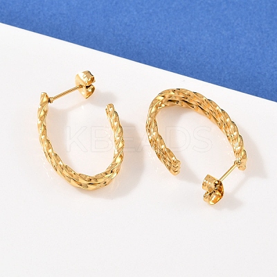 304 Stainless Steel Oval Stud Earrings EJEW-I320-18G-1