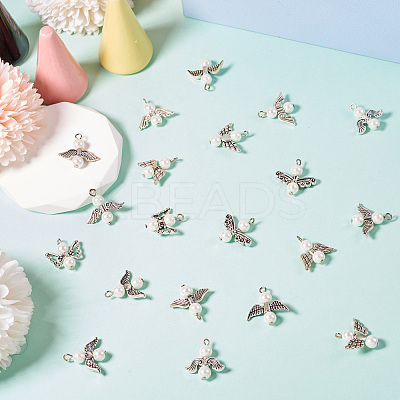 20Pcs 20 Style Glass Pearl Pendants PALLOY-TAC0142-1