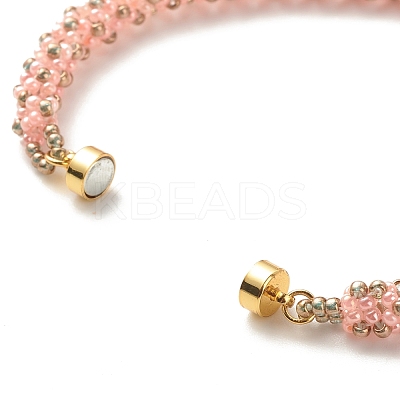 Glass Seed Beaded Bracelet with Brass Magnetic Clasps BJEW-JB07801-04-1