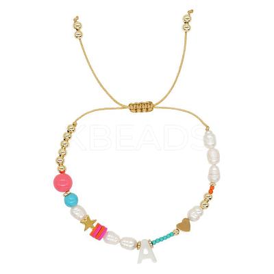 Bohemian Style Shell Letter Bead Braided Bead Bracelets for Women WG07C1E-01-1