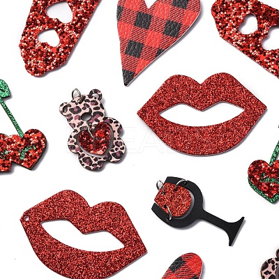 12Pcs 6 Styles PU Leather Big Pendants FIND-FS0003-74-1
