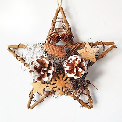 Star Shape Rattan Vine Wreath Garland Decoration DIY-B022-03C-1