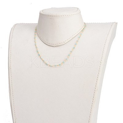 Faceted Round Natural Amazonite Beaded Necklaces NJEW-JN03215-03-1