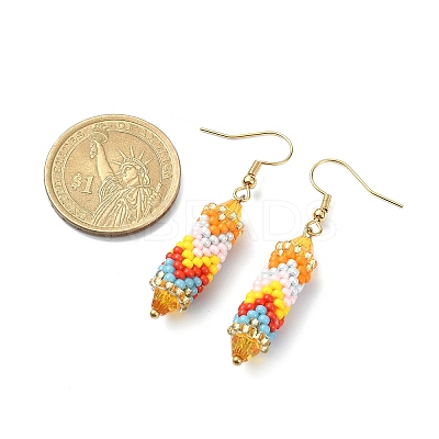 Glass Seed Braided Column Dangle Earrings EJEW-MZ00060-02-1