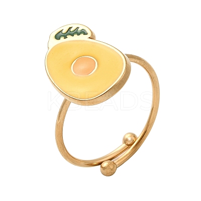 Adjustable 304 Stainless Steel Enamel Cuff Rings for Women LS-RJEW-B152-01G-03-1