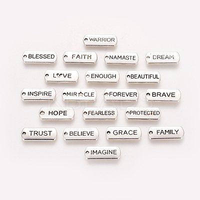 Tibetan Style Alloy Inspirational Message Pendants TIBEP-YW0001-01C-1