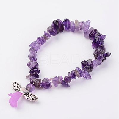 Natural Mixed Stone Stretch Bracelets BJEW-JB02527-1