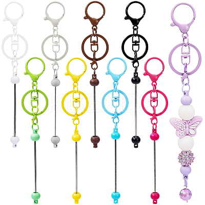 10Pcs 10 Colors Alloy Bar Beadable Keychain Clasps FIND-SC0017-20-1
