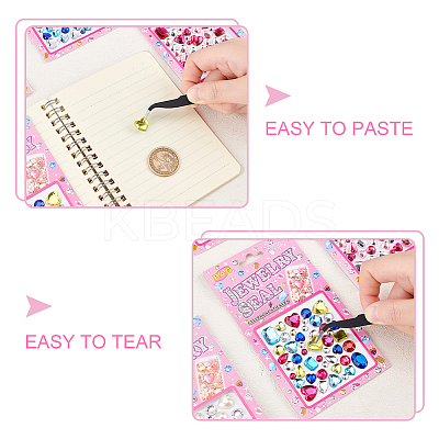6 Cards 6 Colors Acrylic Rhinestone Stickers STIC-GA0001-02-1