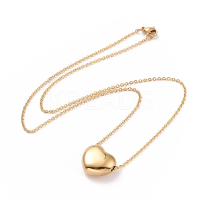 304 Stainless Steel Heart Pendant Necklace for Women NJEW-G018-02G-1