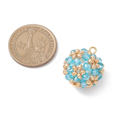 Electroplate Glass & Round Rocailles & Glass Pearl Beaded Pendants PALLOY-MZ00879-04-1