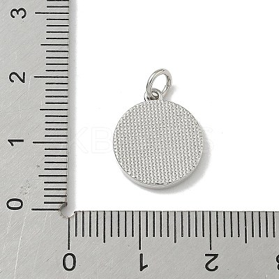 Brass Pave Natural Shell Flat Round with Letter Charms KK-Z115-13P-L-1