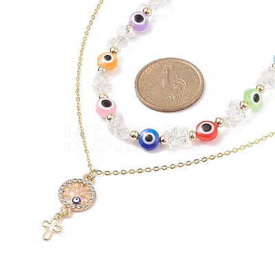 3Pcs 3 Style Natural White Moonstone & Resin Evil Eye Beaded Necklaces Set NJEW-JN04026-1