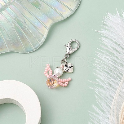 Angel Glass Seed Beads Pendant Decorations HJEW-MZ00109-04-1