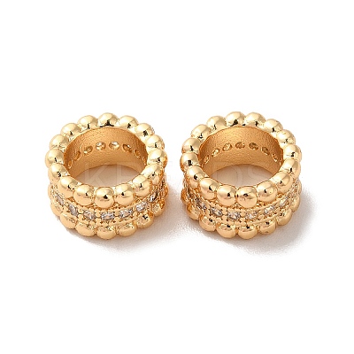 Rack Plating Brass Micro Pave Cubic Zirconia European Beads KK-M242-04G-1
