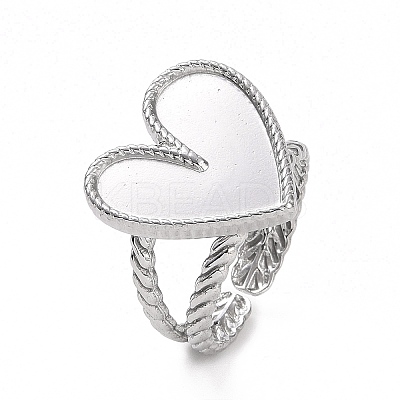 Non-Tarnish 304 Stainless Steel Open Cuff Ring Findings STAS-C053-07P-1