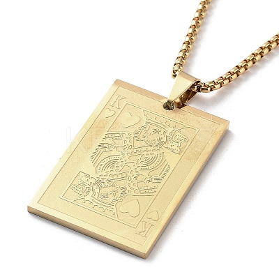 201 Stainless Steel Pendant Necklace NJEW-K253-12G-1