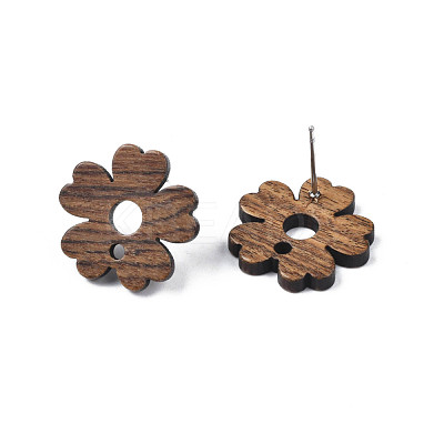 Walnut Wood Stud Earring Findings MAK-N032-040-1