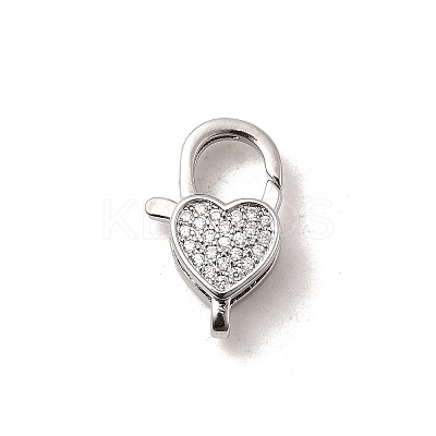 Brass Micro Pave Clear Cubic Zirconia Lobster Claw Clasps KK-A266-24F-P-1
