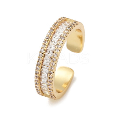 Brass Micro Pave Cubic Zirconia Cuff Rings for Women RJEW-F182-01G-1