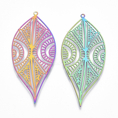 Ion Plating(IP) 201 Stainless Steel Filigree Big Pendants LS-X-STAS-T057-09-1