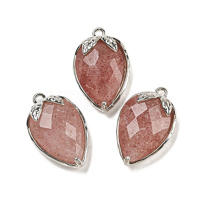 Natural Strawberry Quartz Faceted Pendants X-G-M431-06P-06-1