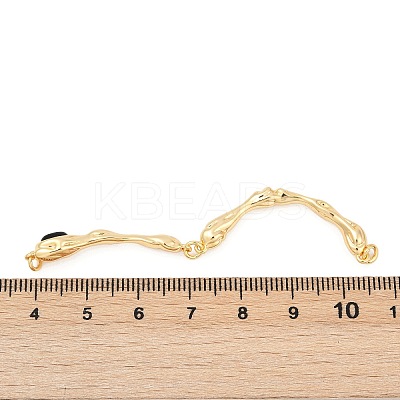 Brass Pave Natural Tiger Eye Curved Bar Connector Charms KK-P302-08G-1