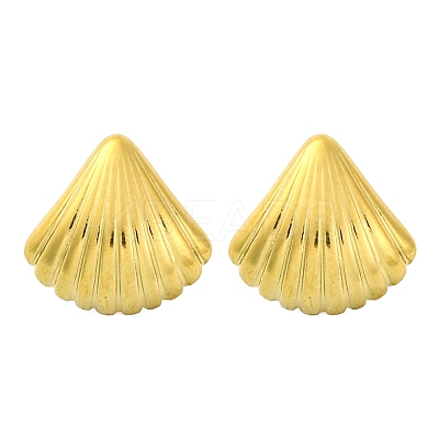 Ion Plating(IP) 304 Stainless Steel Shell Shape Stud Earrings EJEW-D281-23G-1