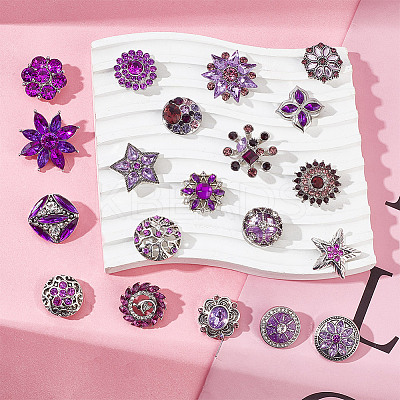 20Pcs Alloy Rhinestone Snap Button BUTT-GO0001-03A-1