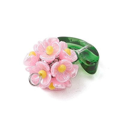 Glass Seed Beaded Flower Pendants X1-PALLOY-MZ00521-05-1