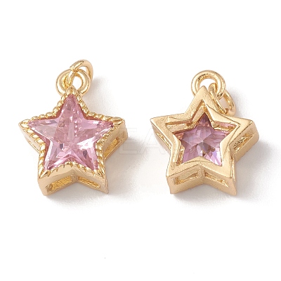 Rack Plating Brass with Cubic Zirconia Charms KK-G452-14G-1