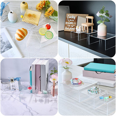 10Pcs 5 Styles Transparent Acrylic Display Riser Stands ODIS-GL0001-09-1