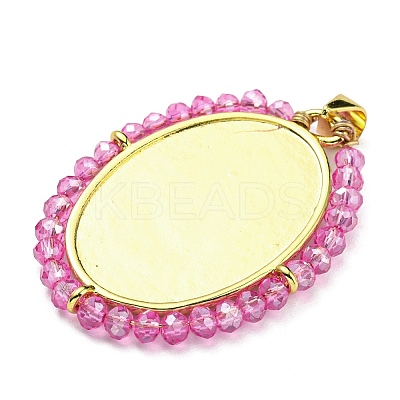 Brass with Glass Pendants KK-G472-05G-03-1