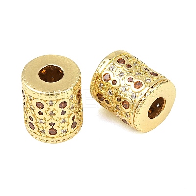 Brass Micro Pave Cubic Zirconia European Beads KK-D109-09B-G-1