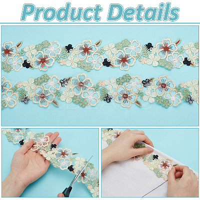 5 Yards Organza Pleated Lace Polyester Ribbon OCOR-FG0002-42-1