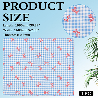 Bowknot & Tartan Pattern Cotton Fabric DIY-WH0890-31B-1