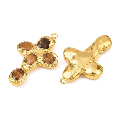 Natural Tiger Eye Faceted Pendants KK-H516-22G-1