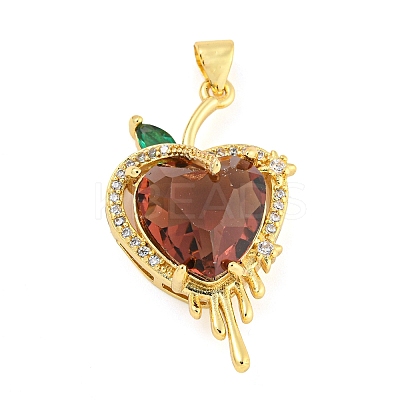 Rack Plating Brass Micro Pave Clear Cubic Zirconia Pendants ZIRC-L100-162G-1