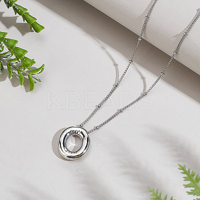 1pc Brass Chain with Alloy Letter Pendants Necklaces NJEW-LP0001-41O-P-1