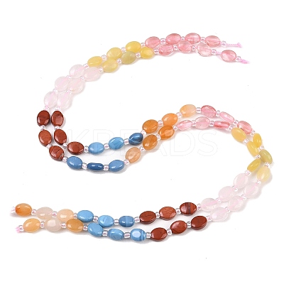 Cherry Quartz Glass & Synthetic Agate & Natural Red Jasper & Rose Quartz & Lemon Jade & Red Aventurine Beads Strands G-Z135-A13-1
