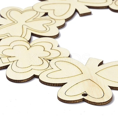 DIY Shamrock Wreath Unfinished Wooden Ornaments Blank Wooden Embellishments LS-WOOD-C009-01-1