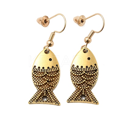 Fish Alloy Dangle Earrings LS-EJEW-C167-01AG-1