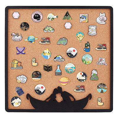Hexagon Wall Mounted Brooch Jewelry Display Cork Tray ODIS-WH0329-84B-1