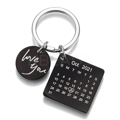 Engraved Calendar Date Stainless Steel Keychain KEYC-A028-EB&P-1