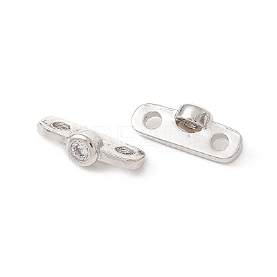 Rack Plating Brass Pave Clear Cubic Zirconia Connector Charms LS-KK-G433-04P-1