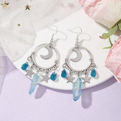 Natural Quartz Crystal Irregular Bullet Earrings EJEW-TA00400-1