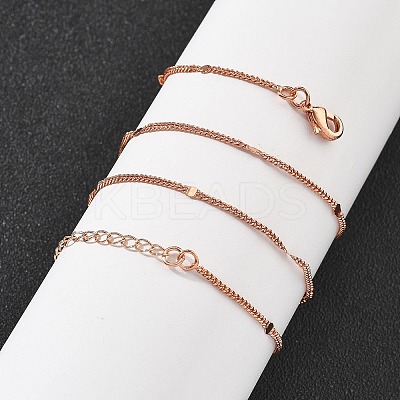Brass Curb Chains Necklaces for Women NJEW-D302-18RG-1